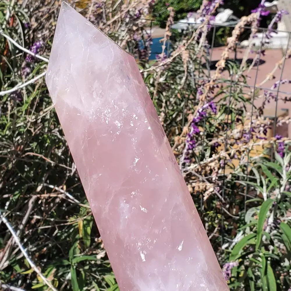 XL Rose Quartz Large Deep Pink Flashy Crystal Tower 1610 grams